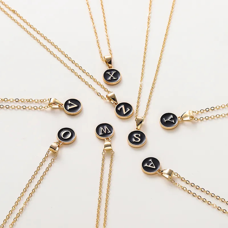 Black Metal English Letter Pendant Personalize Alphabet Pendant Initial A-Z Necklace Choker Chains Jewelry for Women Men